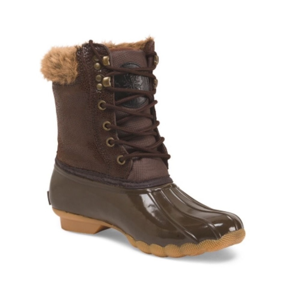 Arctic Plunge Faux Fur Snow/Rain Boots Brown NEW